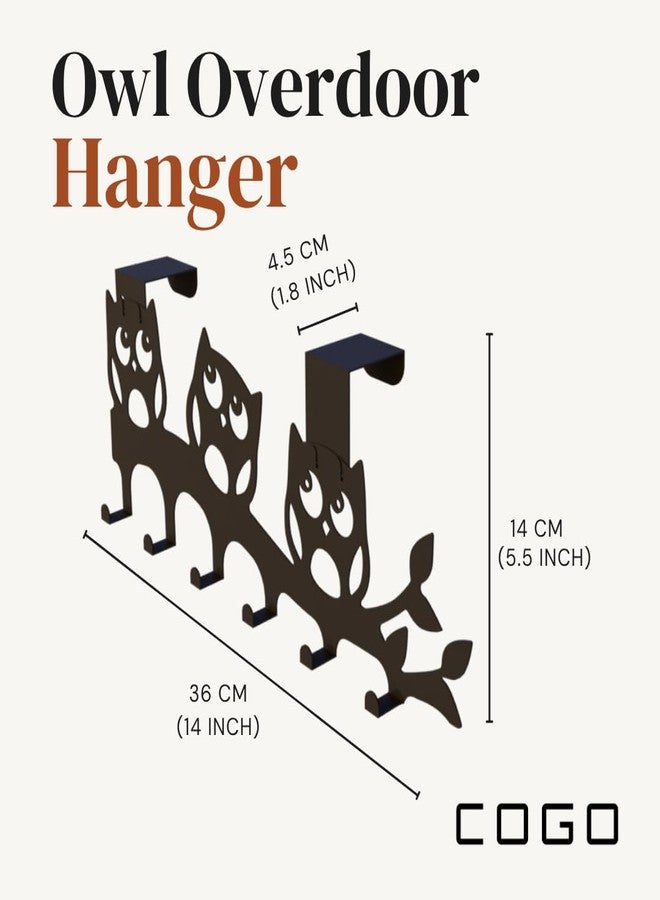 COGO Owl Overdoor Hanger | Heavy Duty Door Hook for Towel, Clothes | Bird Design | Removable & Drill-Free | Hanging Hook for Bathroom, Bedroom, Kitchen | Matt Black - Image 2